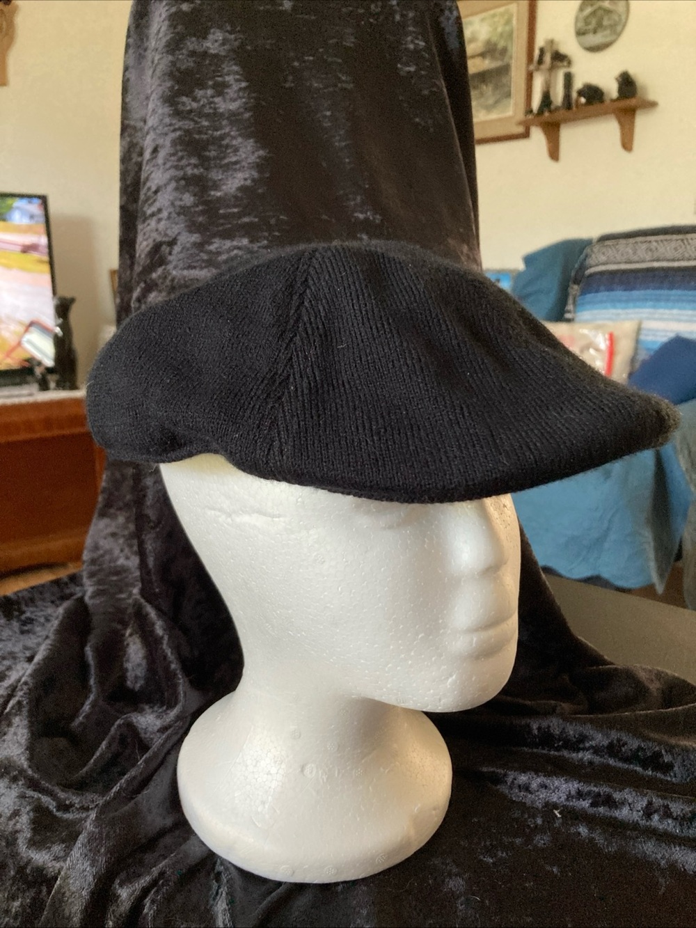 Daniel Cremieux Preppy Newsboy Hat Black Knit Cap S/M